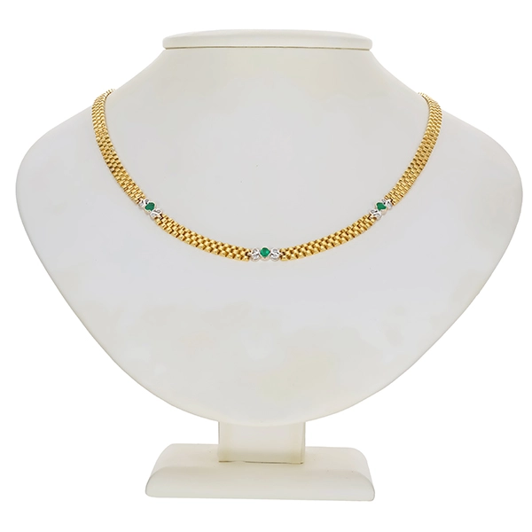 Collier, 18K, Gelb-/Weißgold, Brillant, Smaragd
