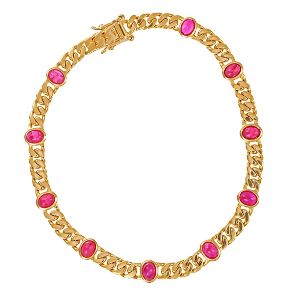 Armband, 18K, Gelbgold, Rubin, Panzer