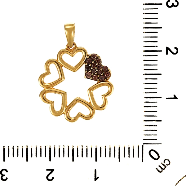 Anhänger, 14K, Gelbgold, Schmuckstein, Herz