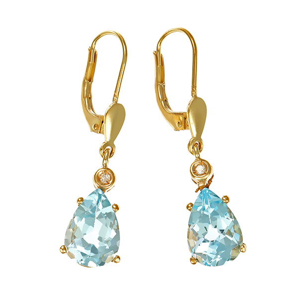 Ohrhänger, 8K, Gelbgold, Topas, Diamant