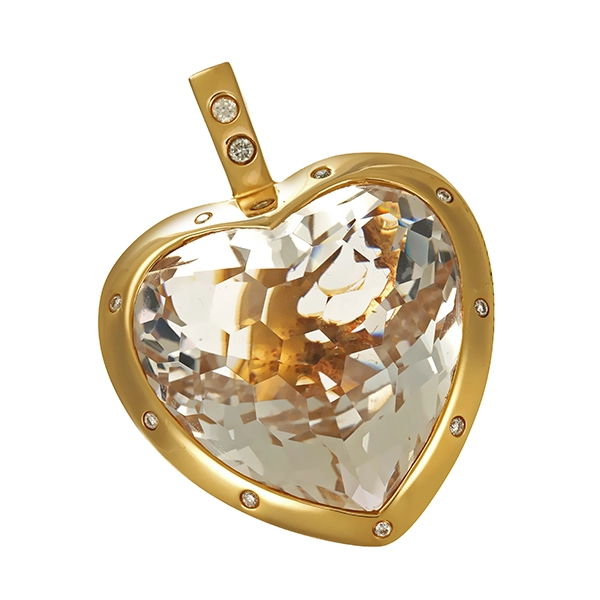 Anhänger, 18K, Gelbgold, Bergkristall, Brillanten