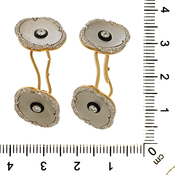 Manschettenknöpfe, 14K, Gelb-/Weißgold, Diamanten