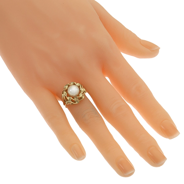 Ring, 14K, Gelbgold, Perle