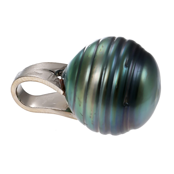 Anhänger, 14K, Weißgold, Perle