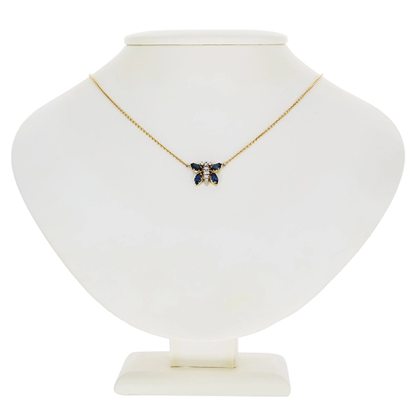 Collier, 18K, Gelb-/Weißgold, Saphir, Brillant