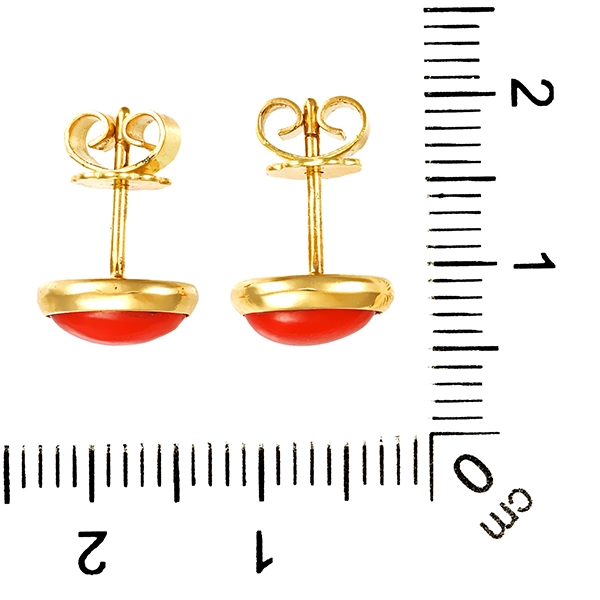 Ohrtstecker, 18K, Gelbgold, Koralle