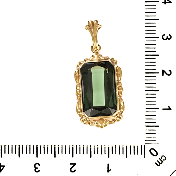 Anhänger, 8K, Gelbgold, synthetischer Spinell