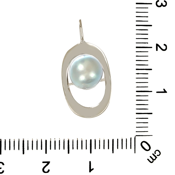 Anhänger, 14K, Weißgold, Perle