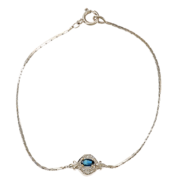 Armbnad, 8K, Weißgold, 1 Saphir, 2 Diamanten