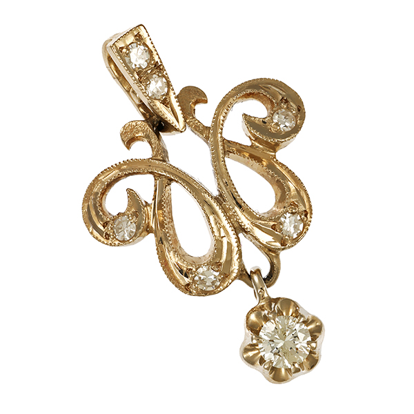 Anhänger, 14K, Gelbgold, Brillant, Diamanten