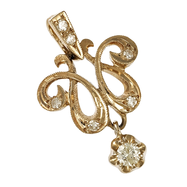 Anhänger, 14K, Gelbgold, Brillant, Diamanten