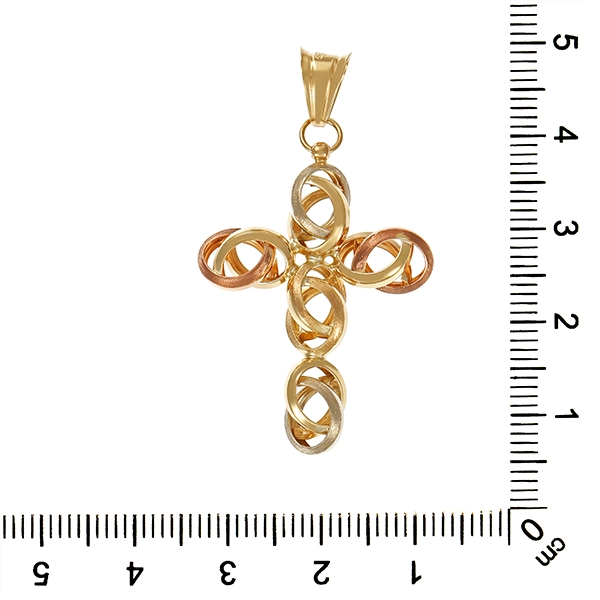 Anhänger, 8K, Gelb-/Weiß/-Rotgold, Kreuz