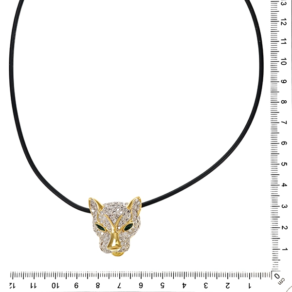 Collier, 18K, Gelbgold, Brillant, Smaragd