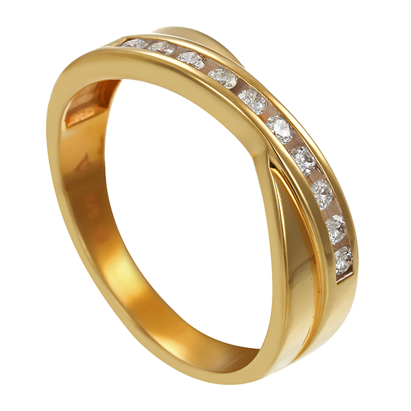 Ring, 9K, Gelbgold, Brillanten
