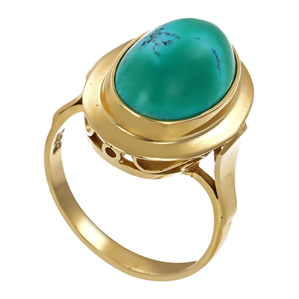 Ring, 14K, Gelbgold, Türkis