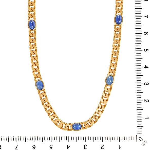 Collier, 18K, Gelbgold, Saphire, Panzer-