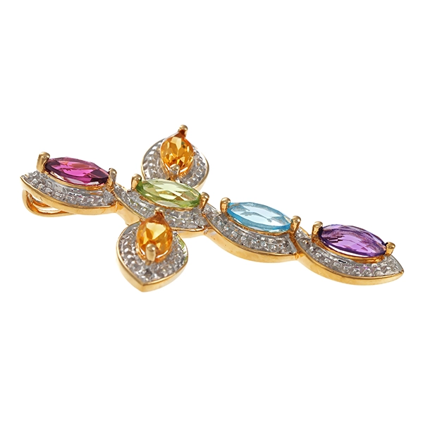 Anhänger, 14K, Gelb-/Weißgold, diverse Edelsteine