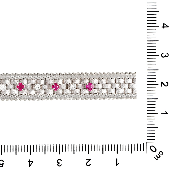 Armband, 14K, Weißgold, Rubine, Brillanten