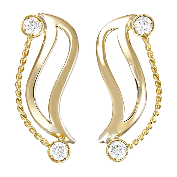 Steckhänger, 14K, Gelb-/Weißgold, Zirkonia