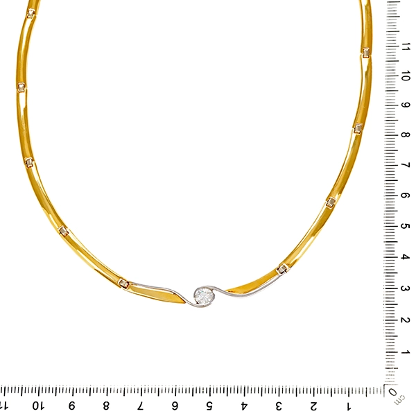Collier, 18K, Gelb-/Weißgold, Brillant 0,50 ct