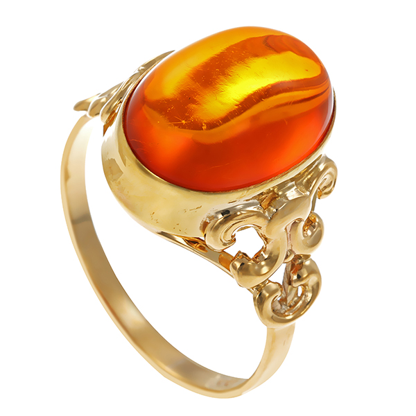 Ring, 8K, Gelbgold, Bernstein