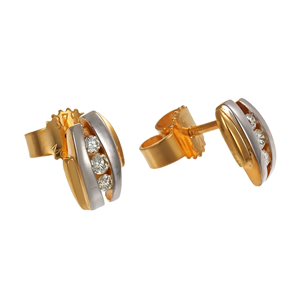 Ohrstecker, 9K, Gelb-/Weißgold, Brillanten