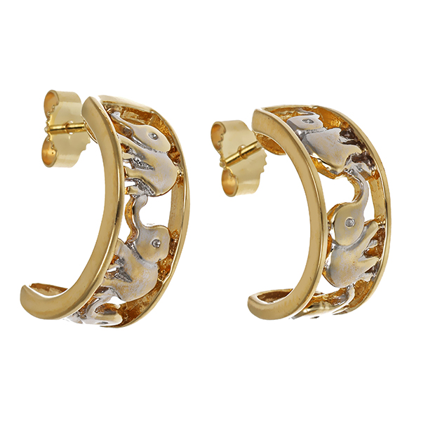 Steckcreolen, 8K, Gelb-/Weißgold