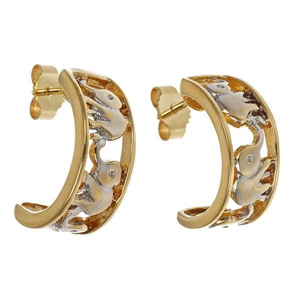 Steckcreolen, 8K, Gelb-/Weißgold