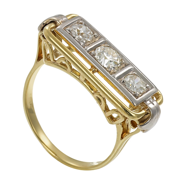 Diamantring, 14K, Gelb-/Weißgold, Diamaten, Altschliff