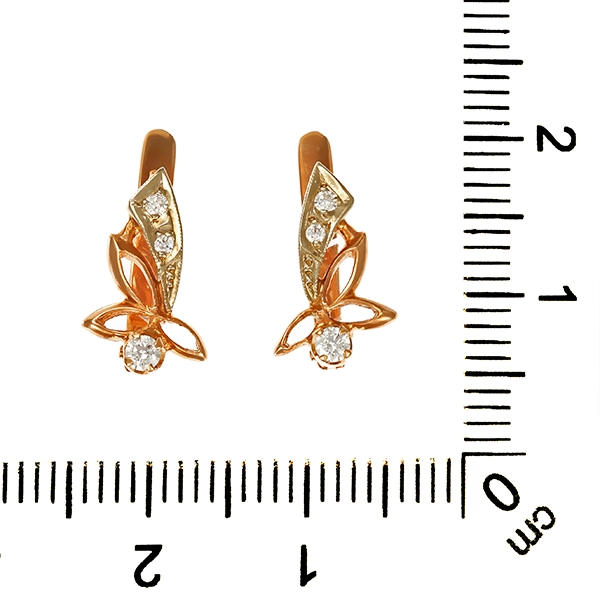 Ohrhänger, 14K, Rotgold, Zirkonia