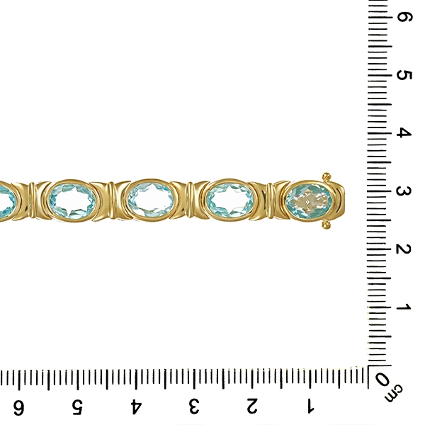 Armband, 14K, Gelbgold, Topas blau
