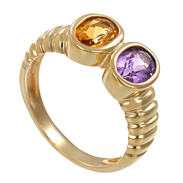 Ring, 8K, Gelbgold, Citrin, Amethyst