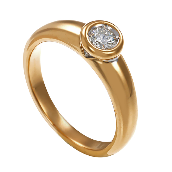Brillantring, 14K, Gelb-/Weißgold, 0,25ct