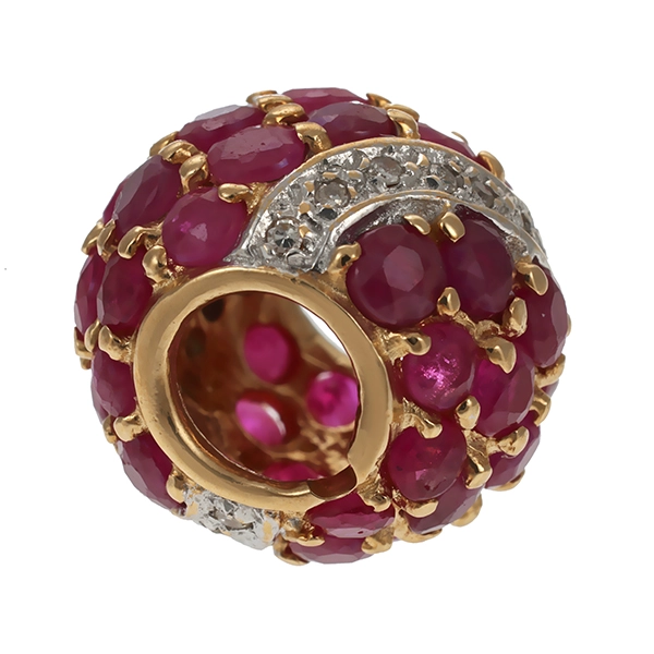 Anhänger, 14K, Gelbgold, Diamant, Rubin