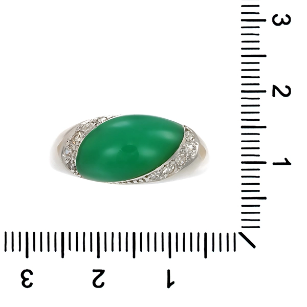 Ring, 14K, Weißgold, Diamanten, Chrysopras