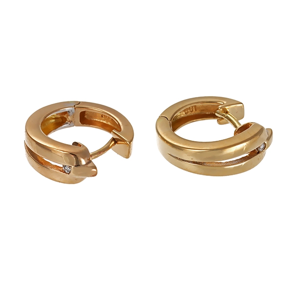 Creolen, 14K, Gelb-/Weißgold, Brillanten