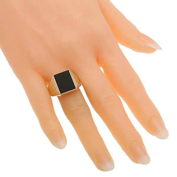 Herrenring, 8K, Gelbgold, Onyx