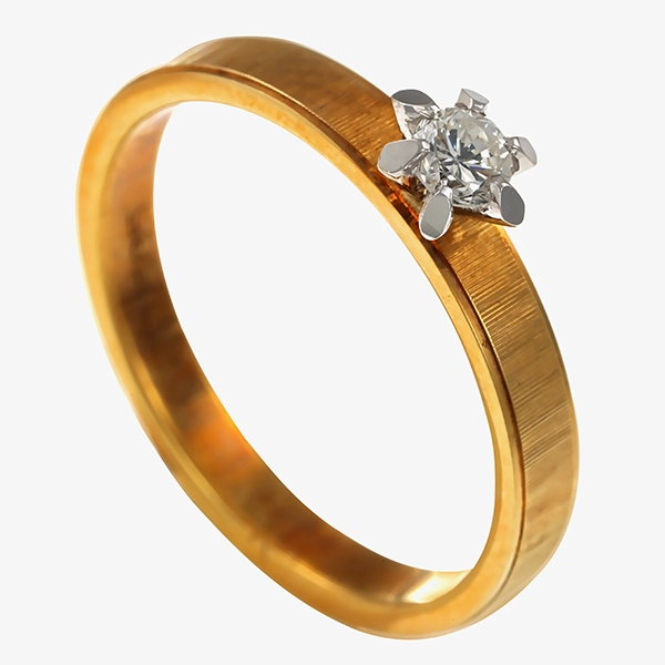 Brillantring, 14K, Gelb-/Weißgold, 0,10ct