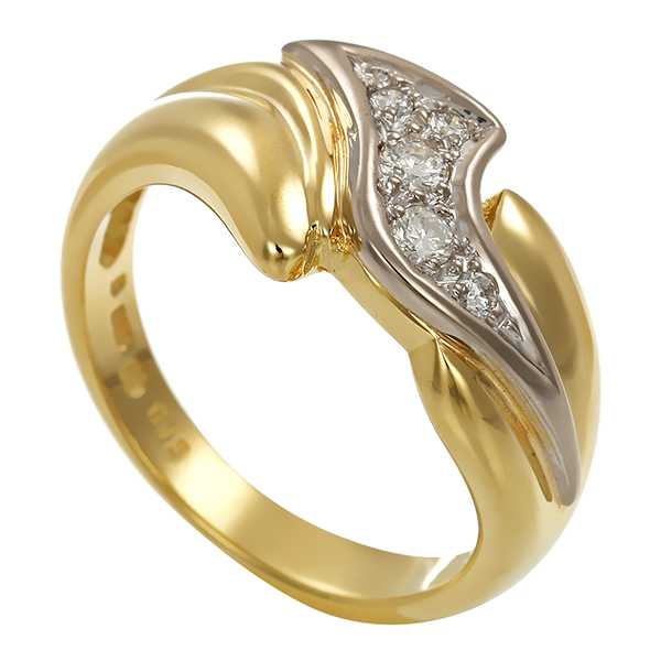Diamantring, 14K, Gelb-/Weißgold, Brillanten 0,15 ct