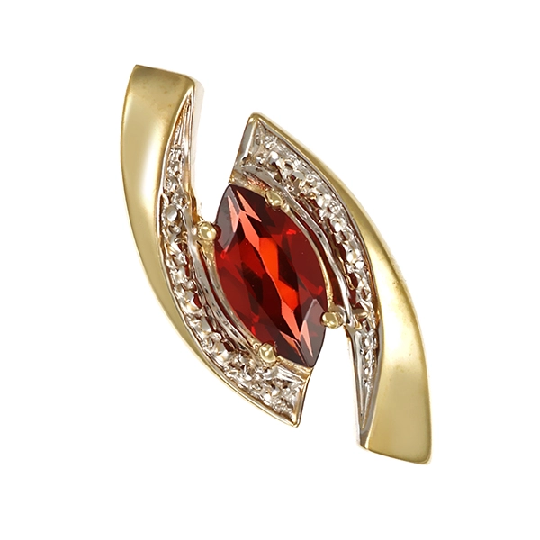 Anhänger, 8K, Gelb-/Weißgold, Granat