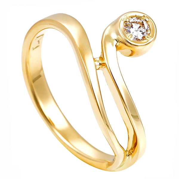 Diamantring, 14K, Gelbgold, Brillant 0,16 ct