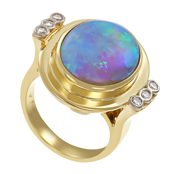 Ring, 14K, Gelbgold, Opal, Brillant