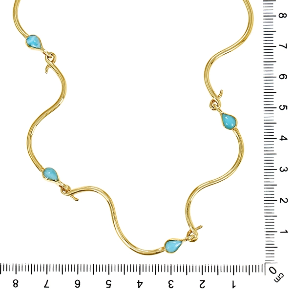 Collier, 14K, Gelbgold, Larimar