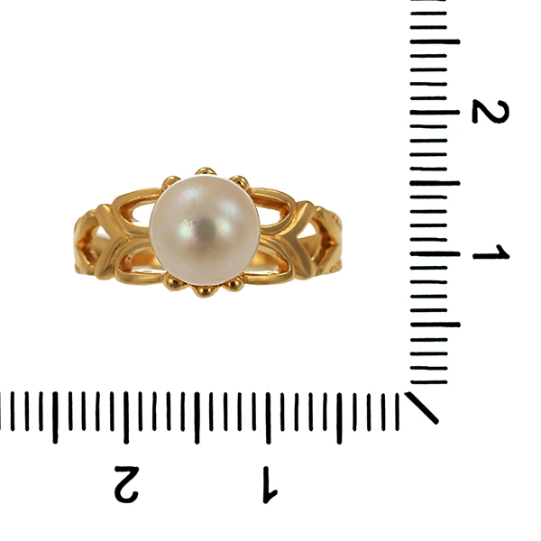 Ring, 18K, Gelbgold, Perle