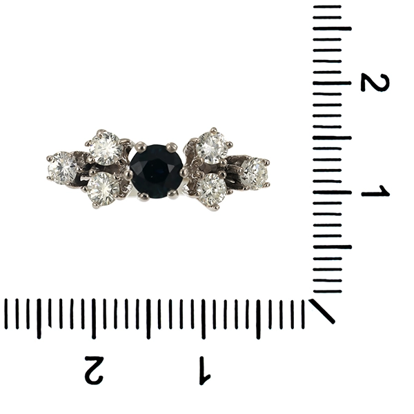 Ring, 14K, Weißgold, Brillant, Saphir