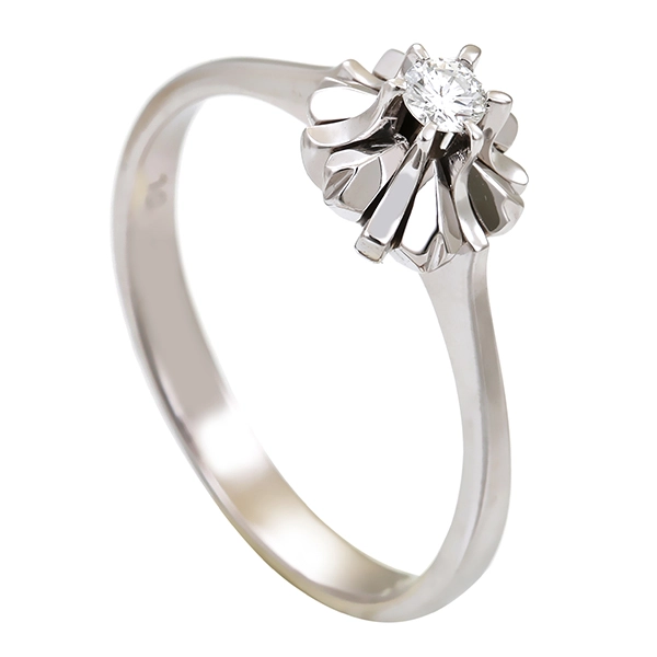 Diamantring, 18K, Weißgold, Brillant 0,10 ct