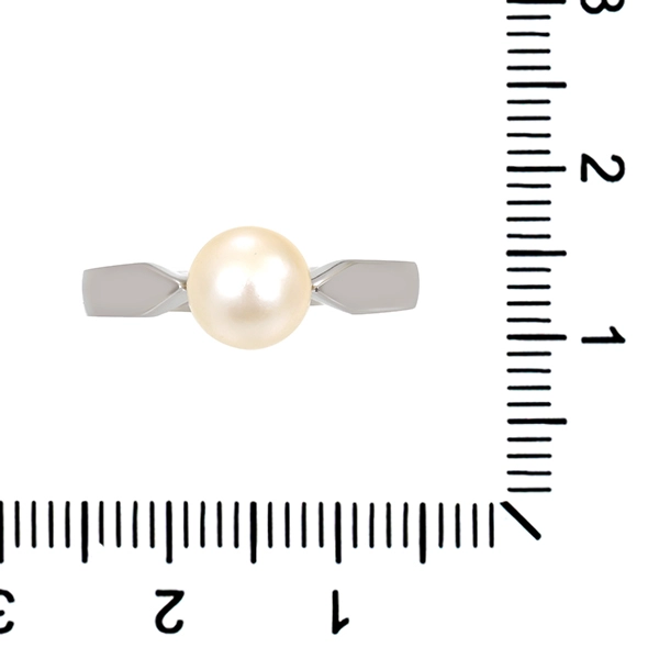 Ring, 14K, Weißgold, Zuchtperle,