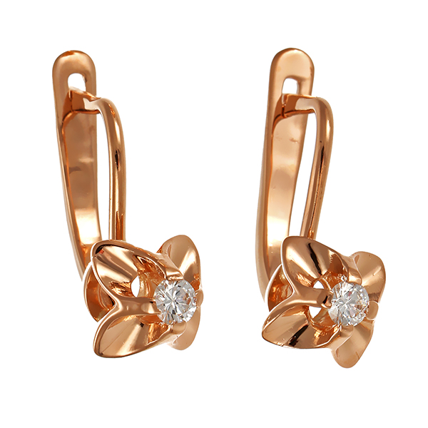 Ohrhänger, 14K, Rotgold, Brillanten 0,18 ct