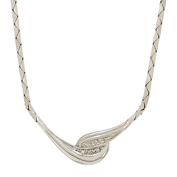 Collier, 14K, Weißgold, Diamanten