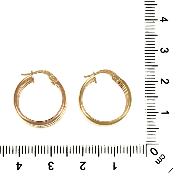 Creolen, 18K, Rot-/Weiß-/Gelbgold
